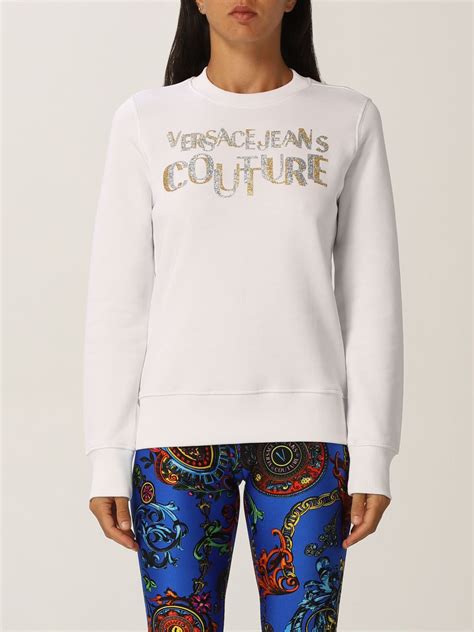 versace jeans crew neck logo sweatshirt white|VERSACE JEANS COUTURE .